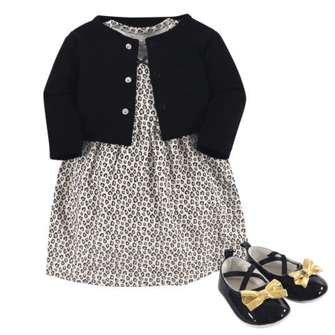 Cotton Dress, Cardigan & Shoe Set (Baby)