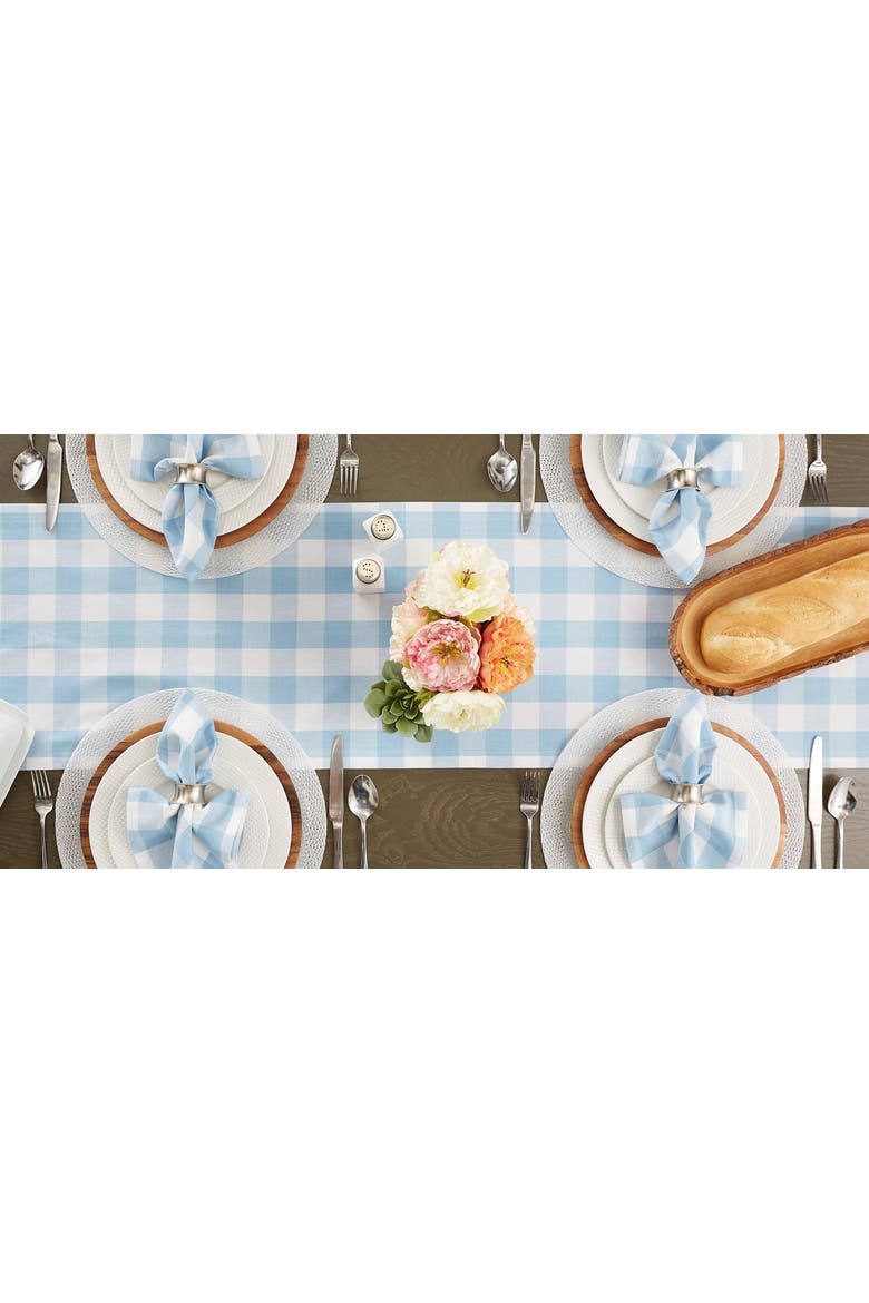 Light Blue Buffalo Check Table Runner 14x108", Alternate, color, Light Blue
