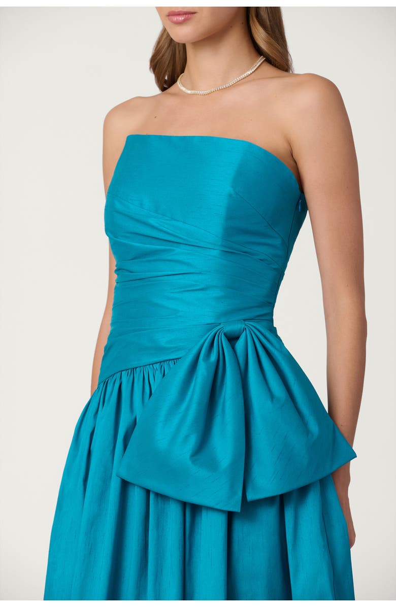 Shoshanna Midnight Dupioni Sonia Dress, Alternate, color, Deep Sea