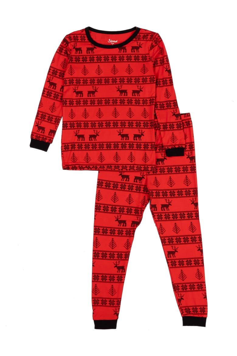 2-pc. Soft Stretch Viscose Cool Touch Matching Family Holiday Pajamas, Alternate, color, Reindeer Red