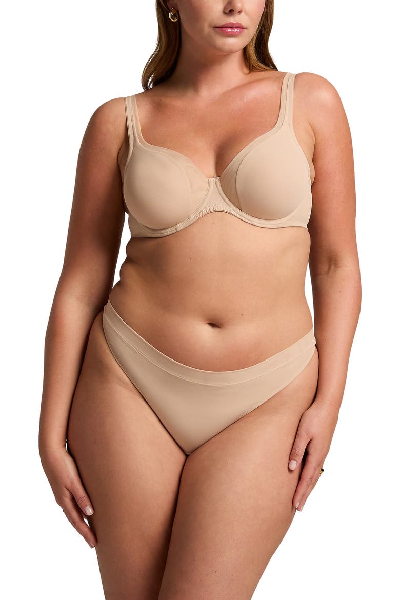 Mesh Non-padded Underwired Bra, Alternate, color, Rugby Tan