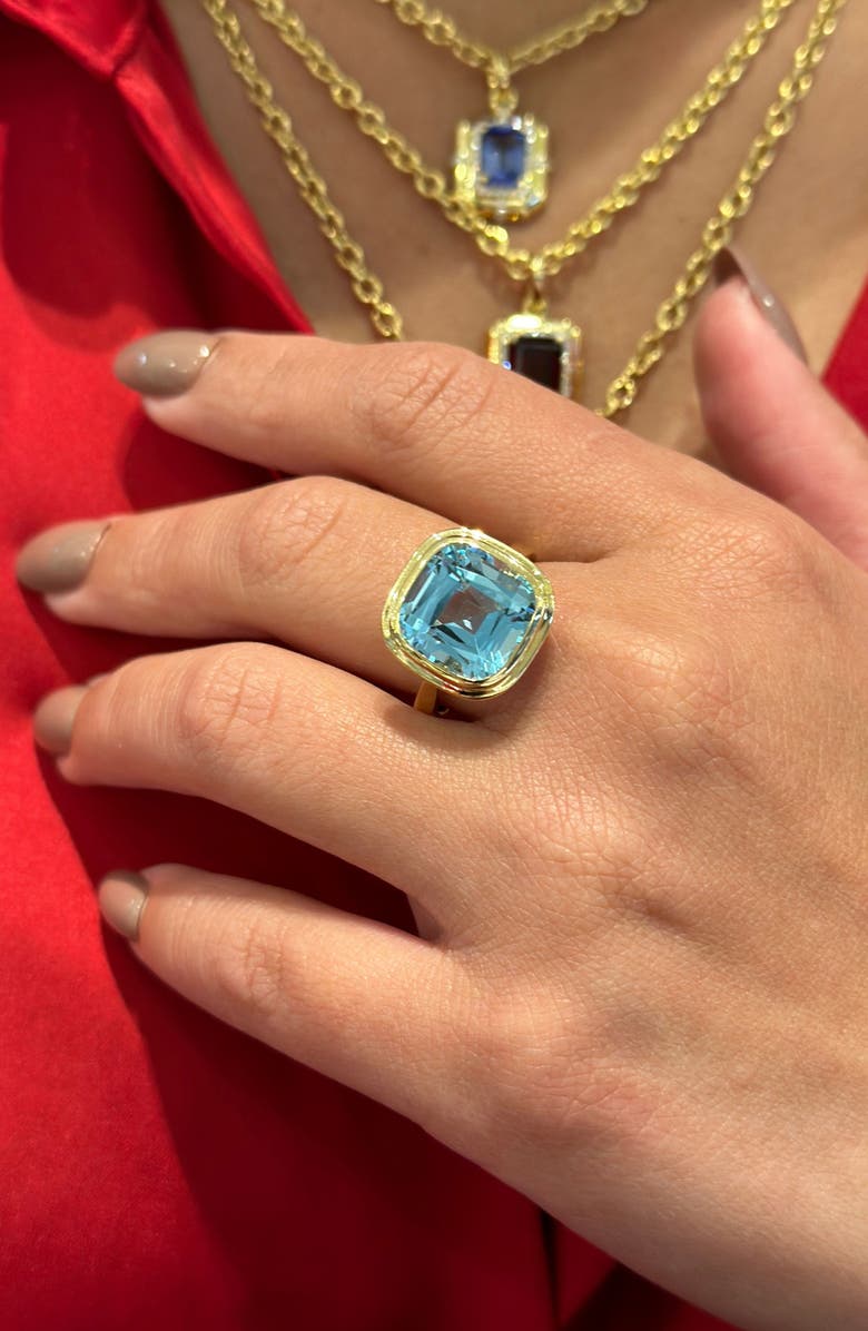 GOSHWARA Manhattan Cushion Cut Blue Topaz Cocktail Ring, Alternate, color, Pale Blue
