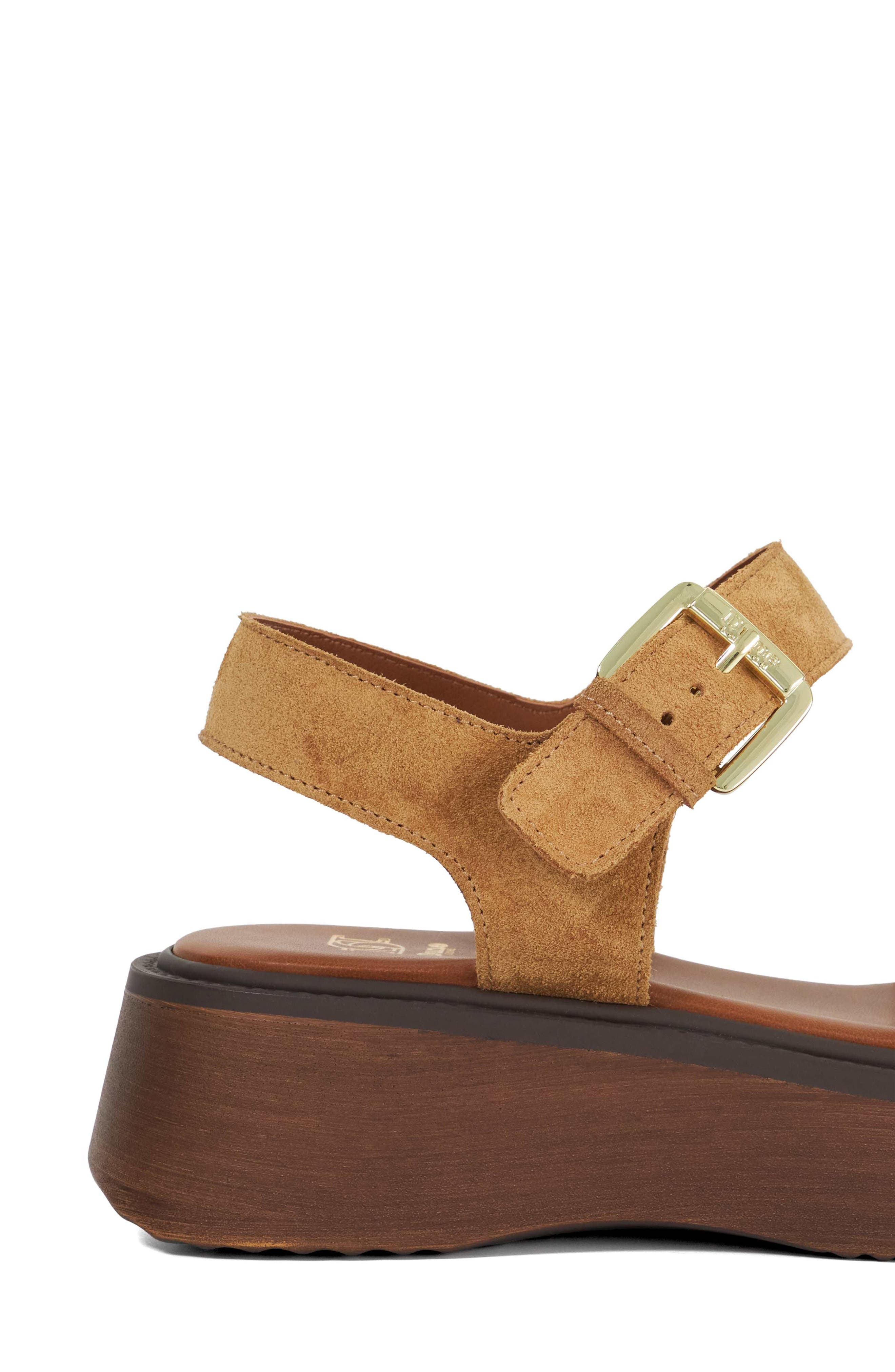 Dune London Luno Ankle Strap Platform Sandal, Alternate, color, Sand