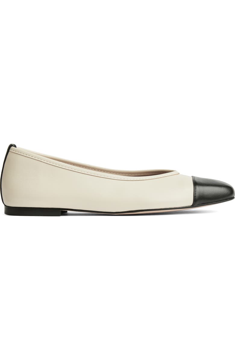 LK Bennett Hanna Cap Toe Ballet Flat, Alternate, color, Cream/ Black