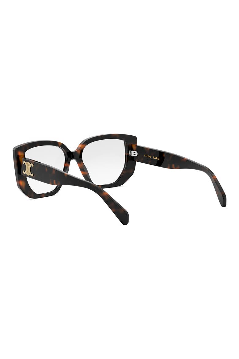 Triomphe 53mm Rectangular Butterfly Optical Glasses, Alternate, color, DARK HAVANA
