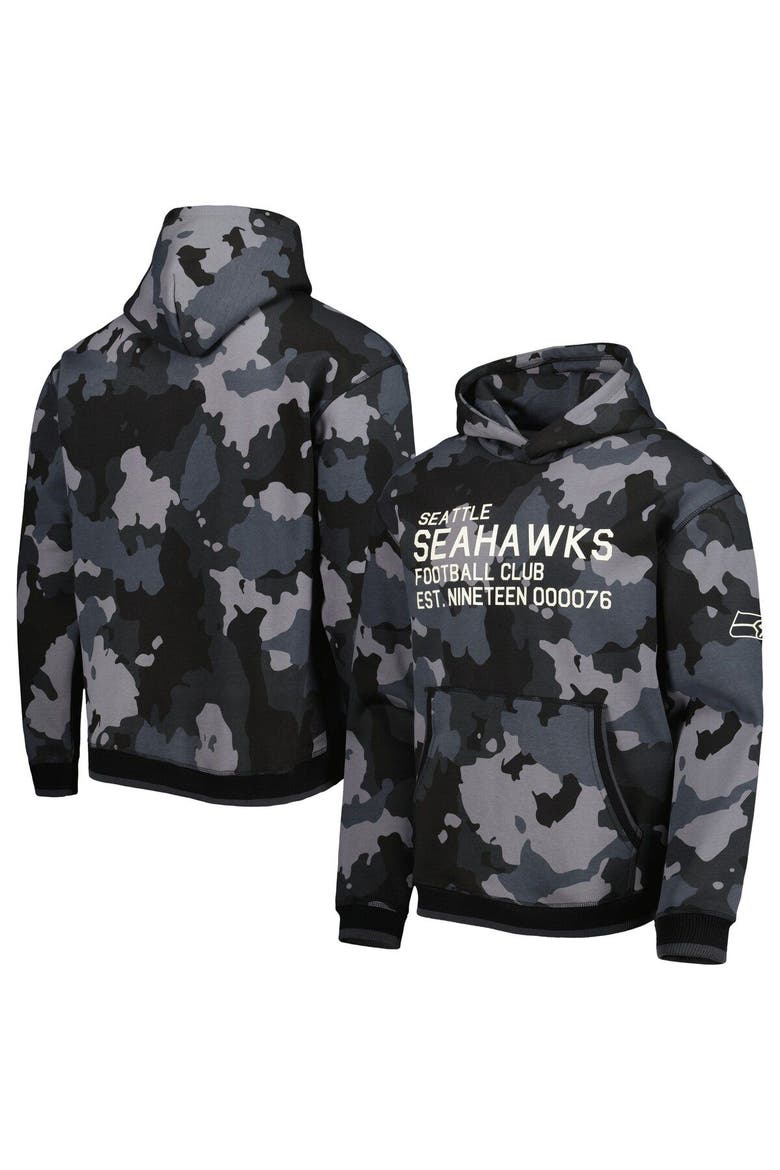 Men's The Wild Collective Black Seattle Seahawks Camo Pullover Hoodie, Main, color, Black