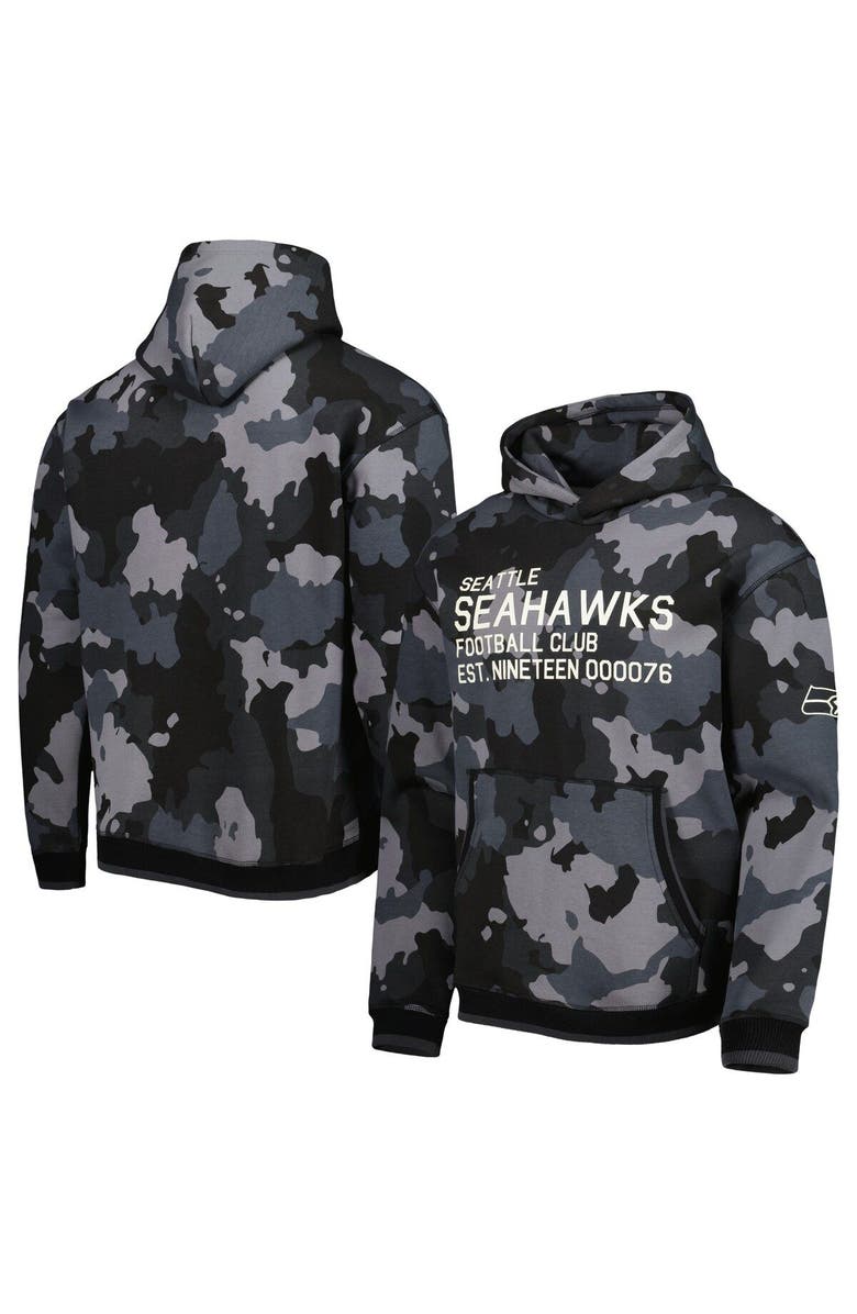 THE WILD COLLECTIVE Men's The Wild Collective Black Seattle Seahawks Camo Pullover Hoodie, Main, color, Black