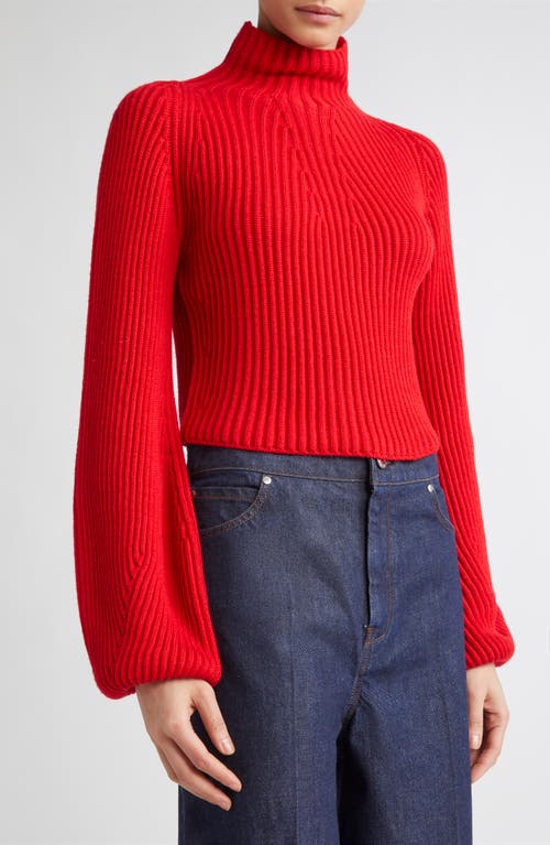 Max Mara Nadar Crop Merino Wool & Cashmere Funnel Neck Sweater In Red