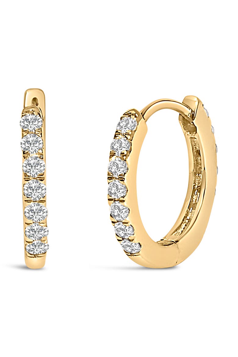 10K Gold 1/4 Cttw Diamond Double Sided Huggie Hoop Earrings, Alternate, color, Yellow