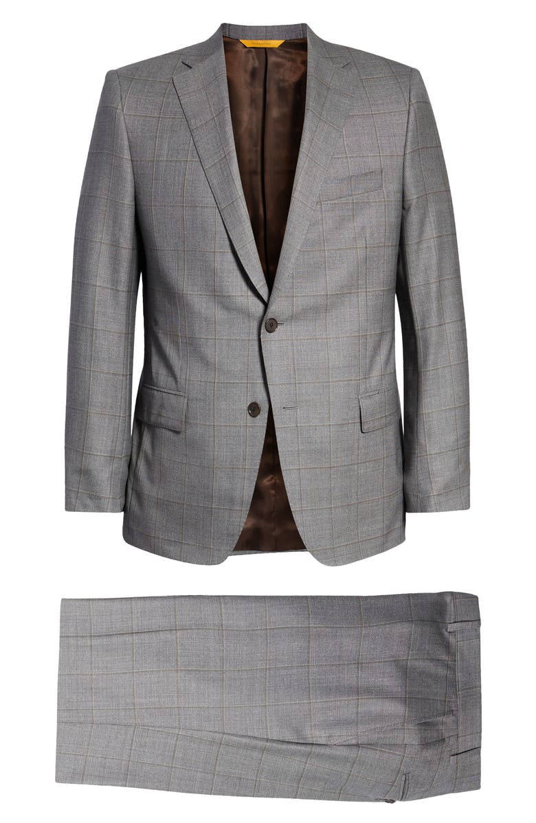 Hickey Freeman Classic Fit Windowpane Plaid Wool Suit, Main, color, 
