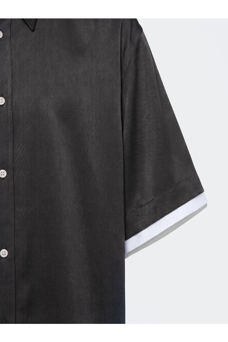 Cupro Double Short Sleeve Shirt, Alternate, color, Navy