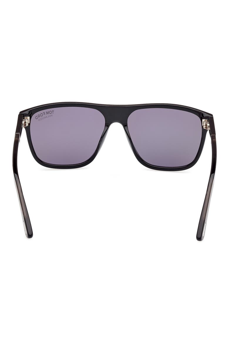 58mm Polarized Square Sunglasses, Alternate, color, SHINY BLACK / SMOKE POLARIZED