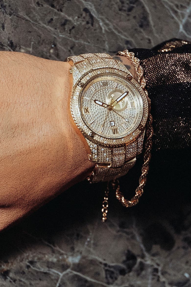 Jet Setter Diamond Bracelet Watch, 46mm, Alternate, color, GOLD