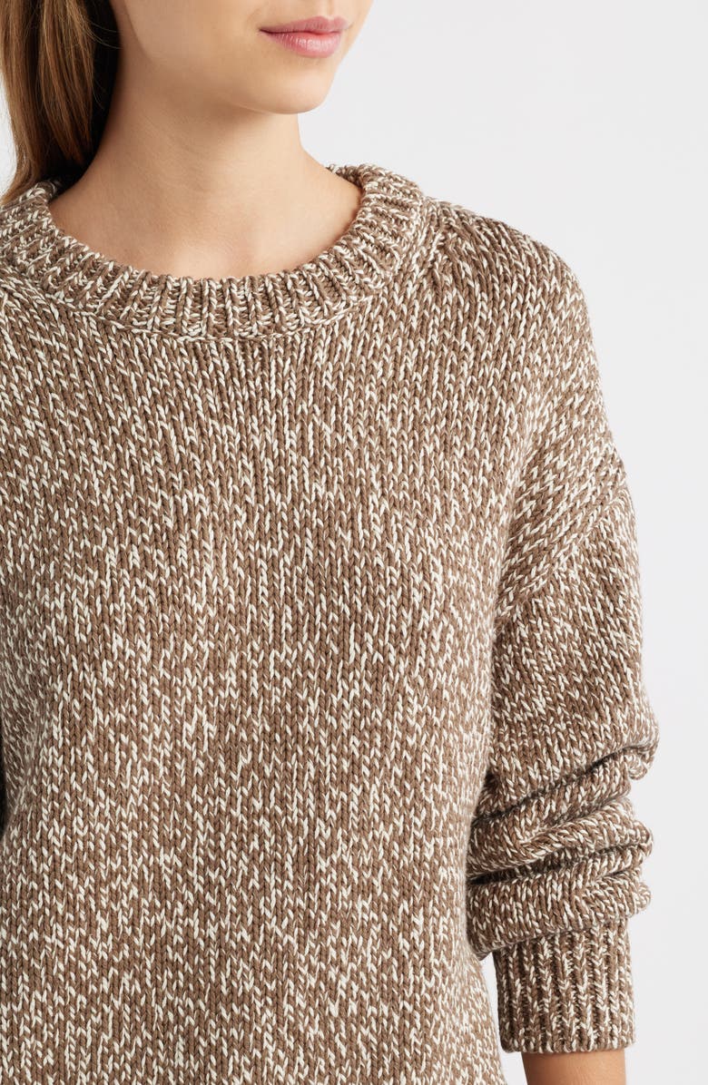 Reformation Finley Organic Cotton Crewneck Sweater, Alternate, color, Shitake Fior Di Latte Marl