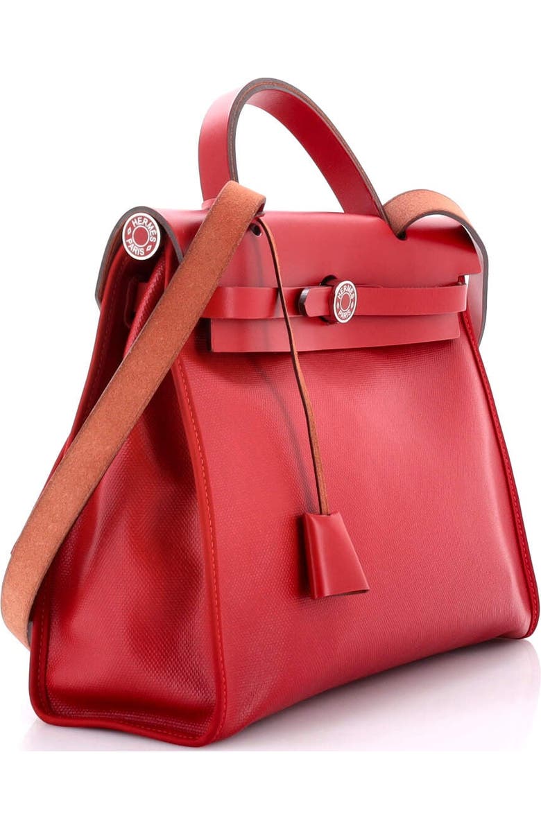 Pre-Owned Hermes Herbag Zip Berline Vache Canvas and Leather 31, Alternate, color, Rouge Piment