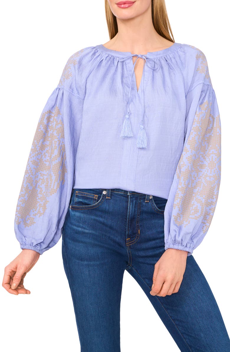 Nation Cecilia Balloon Sleeve Long Sleeve Top - Ether