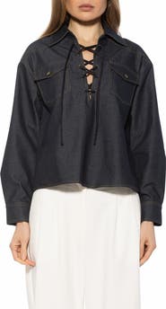 Alexia Admor Thalina Lace-Up Western Shirt