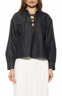 Alexia Admor Thalina Lace-Up Western Shirt
