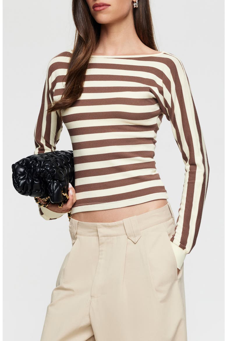 Blooming Striped Long Sleeve T-Shirt, Alternate, color, SORBET COCOA STRIPE