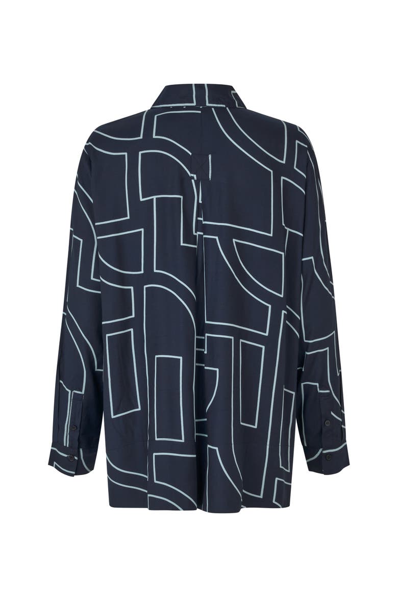 Malmanja Long Sleeve Printed Long Shirt, Alternate, color, Navy Blazer