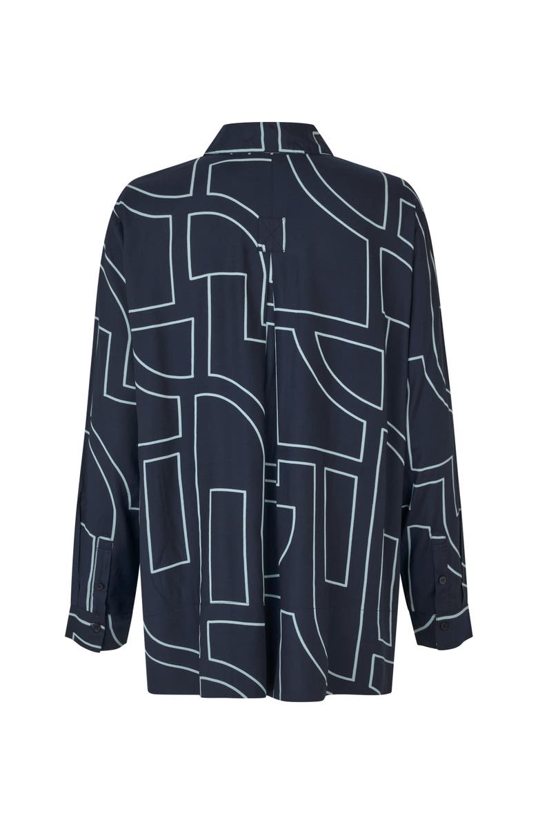 Masai Copenhagen Malmanja Long Sleeve Printed Long Shirt, Alternate, color, Navy Blazer