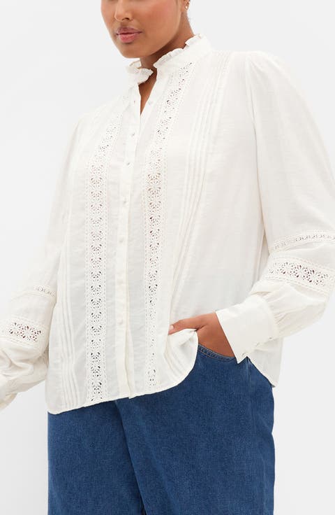 Whimsical Pintuck Lace Shirt