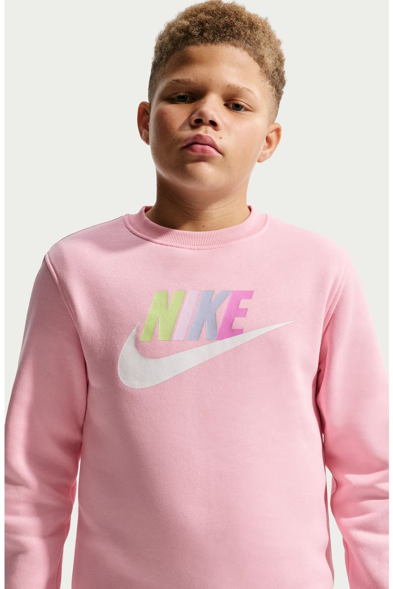 Kids' Logo Fleece Graphic Sweatshirt, Alternate, color, MEDIUM SOFT PINK/ MULTI COLOR