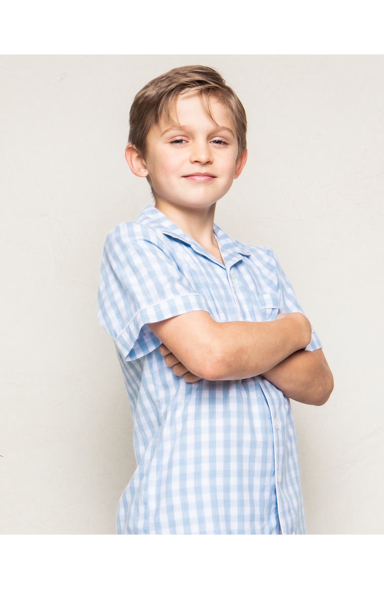 Petite Plume Gingham Check Short Two-Piece Pajamas, Alternate, color, Blue