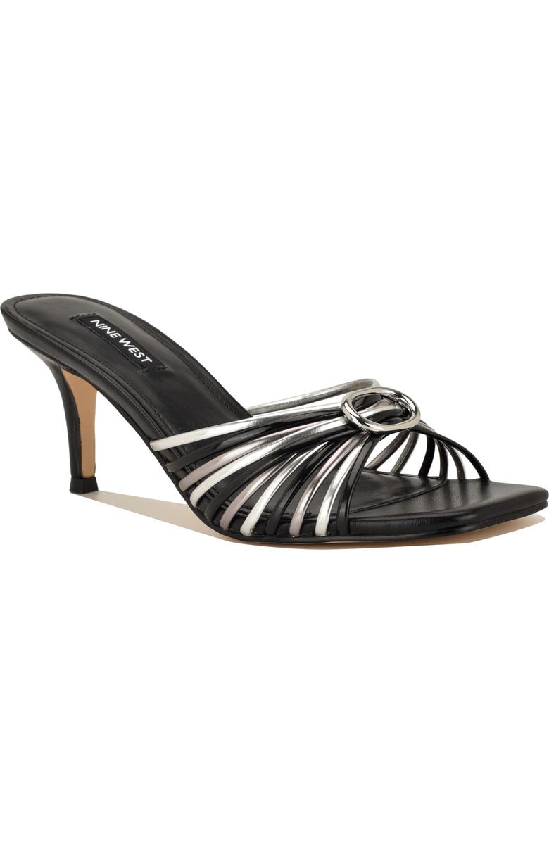 Nine West Dumel Sandal, Main, color, Black/ Silver/ Pewter