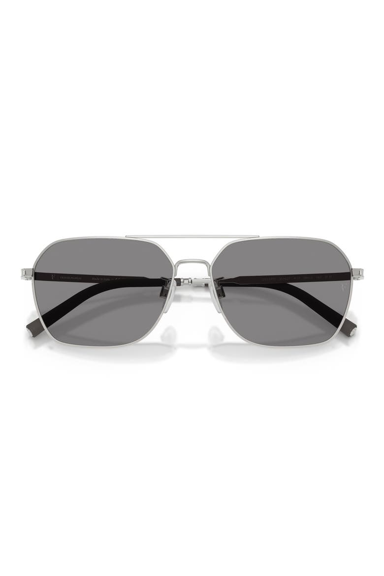 58mm Roger Federer R-17 Polarized Square Sunglasses, Alternate, color, SILVER / IRON WASH TO DARK