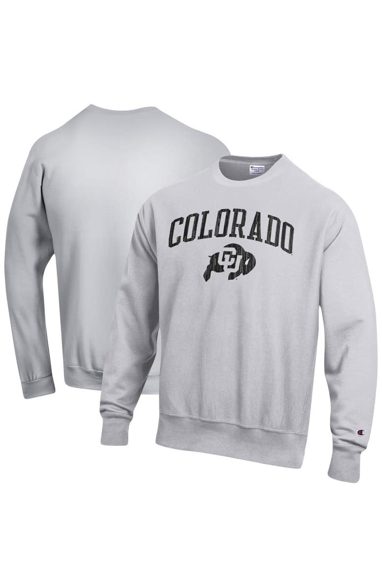 Champion Men's Champion Silver Colorado Buffaloes Arch Over Logo Reverse Weave Pullover Sweatshirt, Main, color,