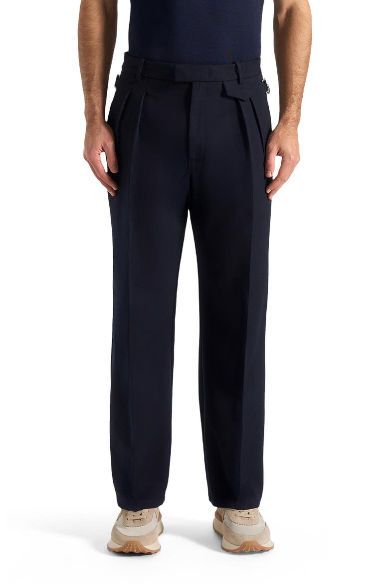 Pierre Relaxed Fit Pleated Tailored Trousers, Main, color, Navy