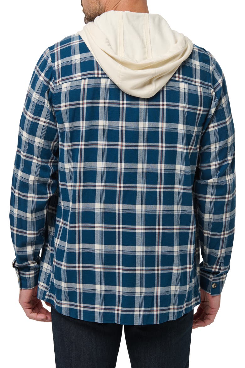 Cloud Plaid Flannel Hooded Button-Up Shirt, Alternate, color, TITAN