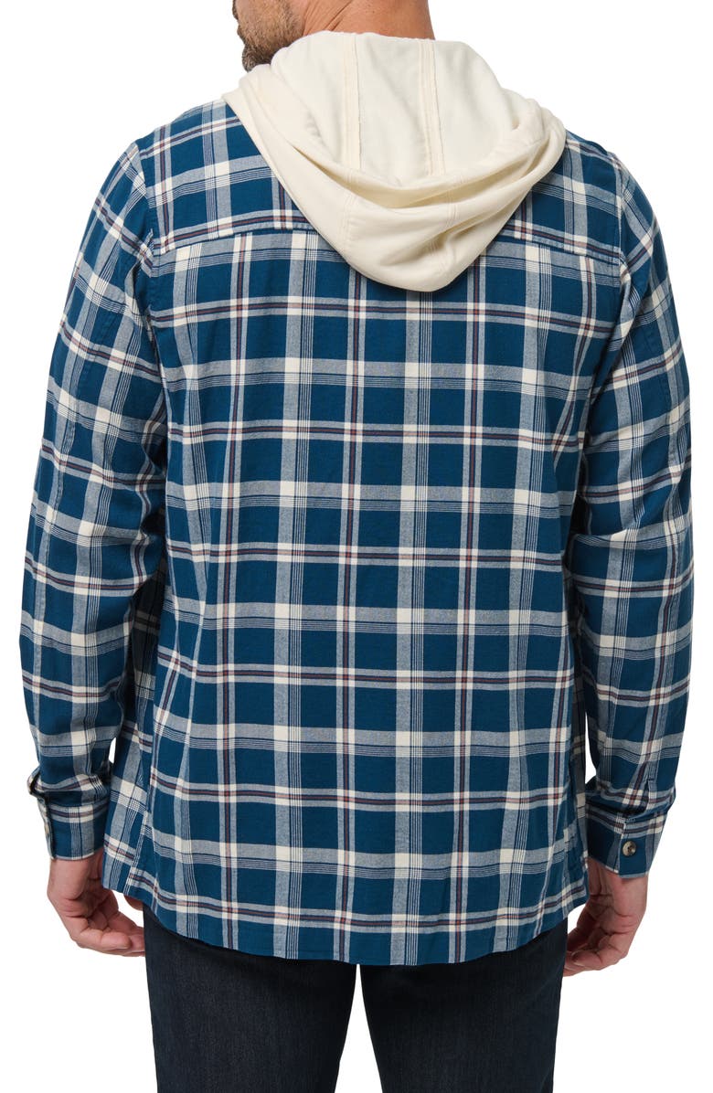 TravisMathew Cloud Plaid Flannel Hooded Button-Up Shirt, Alternate, color, 
