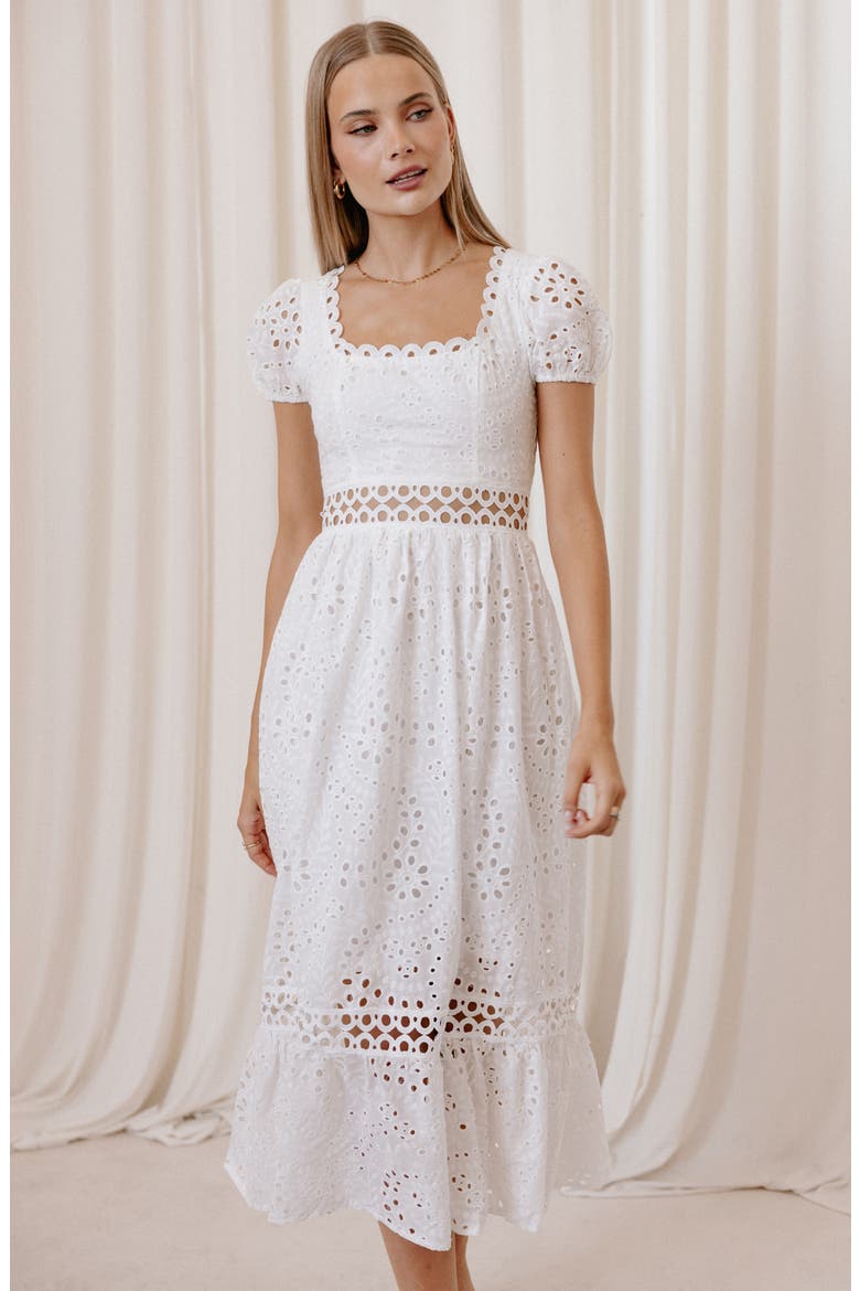 Melania Cotton Eyelet Maxi Dress, Alternate, color, WHITE