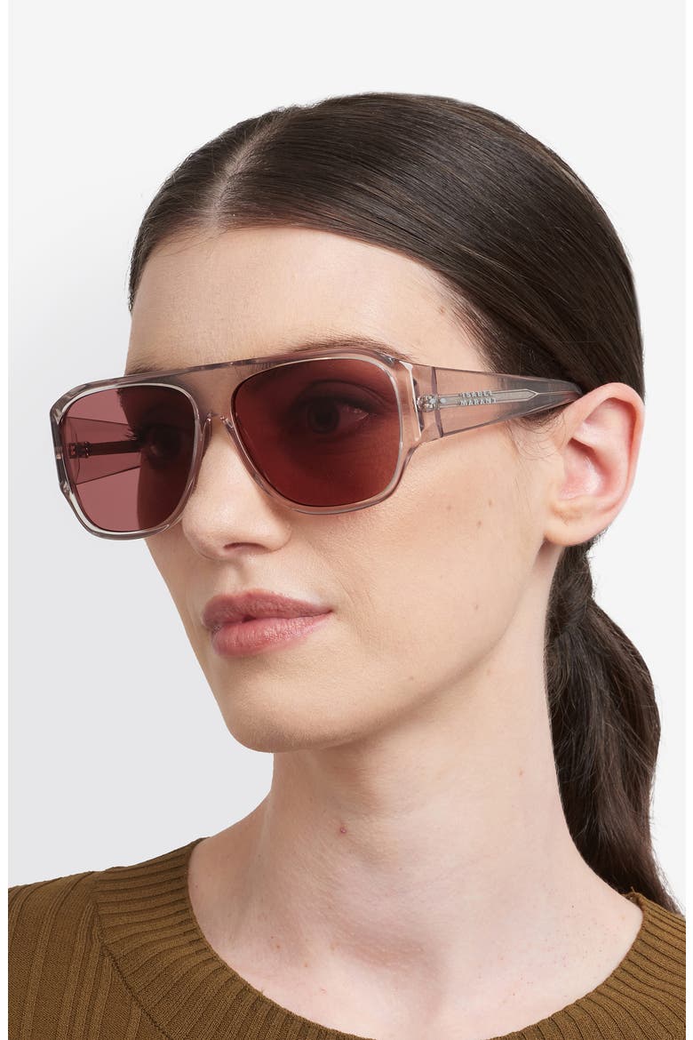 60mm Navigator Sunglasses, Alternate, color, NUDE/ BURGUNDY