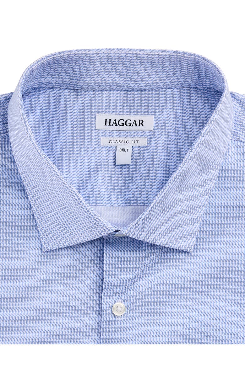 Big & Tall Micro Geometric Patterned Wrinkle-Free Dress Shirt, Alternate, color, LIGHT BLUE