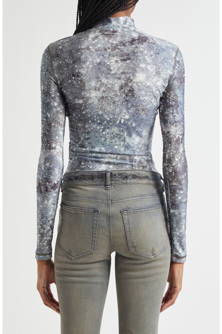 T-Akara Mock Neck Long Sleeve Top, Alternate, color, BLUE/ GREY