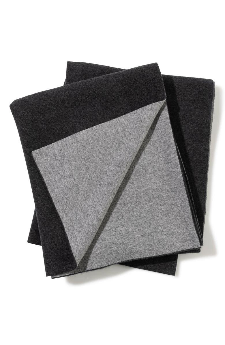 Sofia Cashmere Paris Reversible Cashmere Throw Blanket, Main, color, Charcoal/ Gray