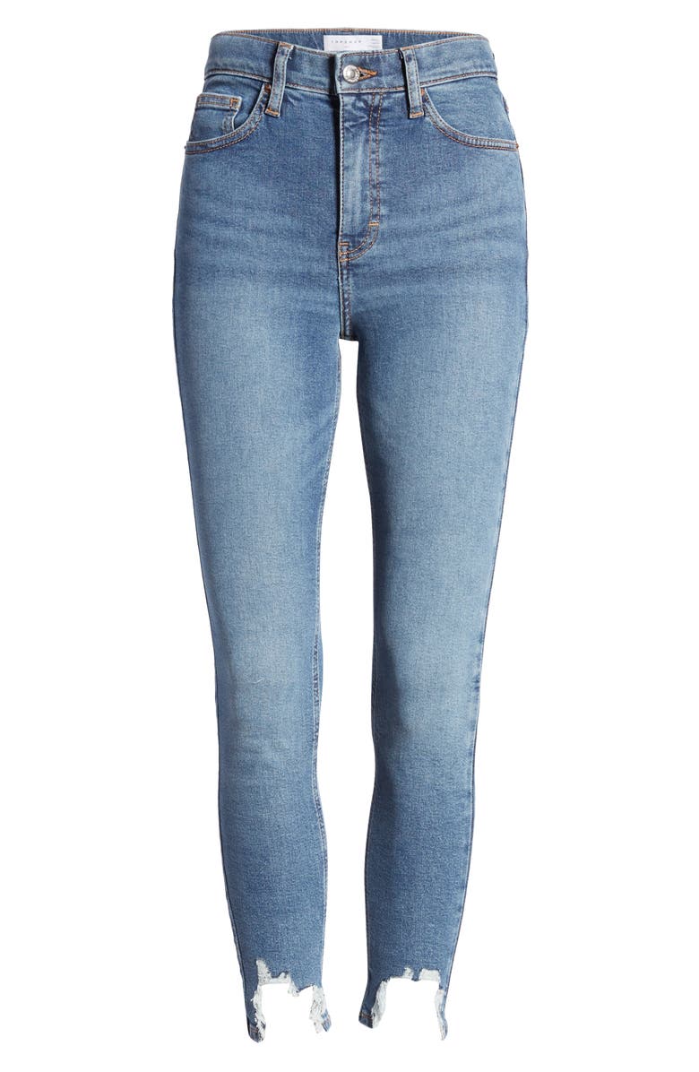 Topshop Jamie Jagged Hem Jeans, Alternate, color,