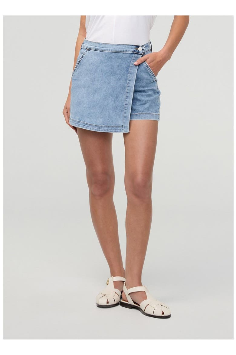 Performance Denim Lite Wrap Skort, Alternate, color, Light-Stone