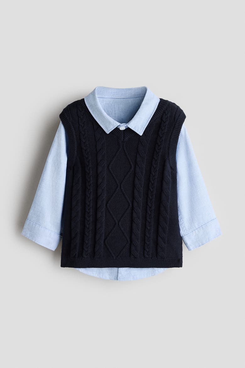 2-piece Cotton Set, Main, color, Navy blue/light blue