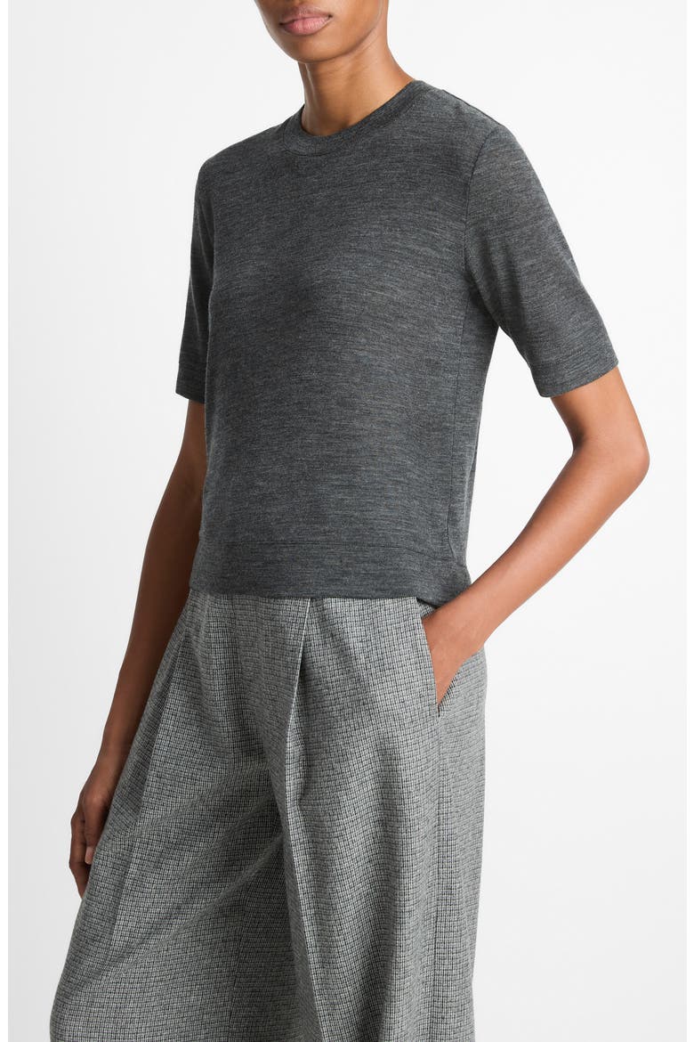 Shrunken Crewneck Wool T-Shirt, Alternate, color, MEDIUM HEATHER GREY
