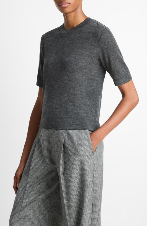 Vince Shrunken Crewneck Wool T-shirt In Gray