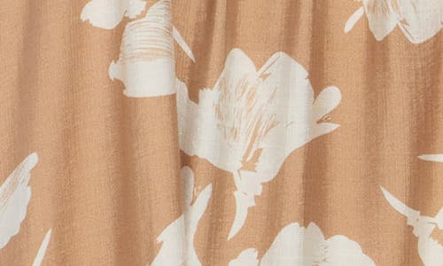 Lush Floral Print Midi Dress In Taupe Cream