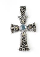 SAMUEL B. Sterling Silver & 18K Gold Semiprecious Stone Cross Pendant