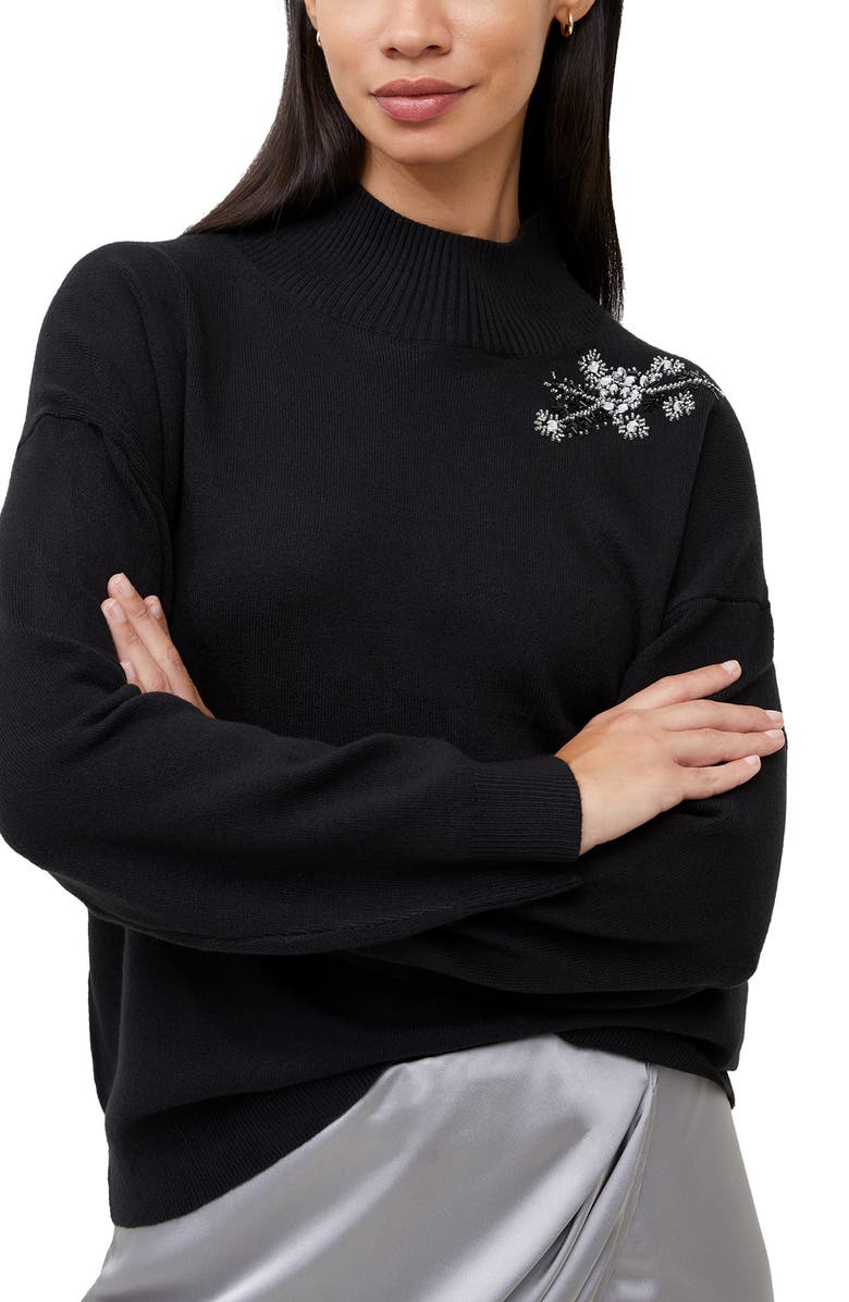 French Connection Baby Soft Embellished Mock Neck Sweater, Alternate, color, 