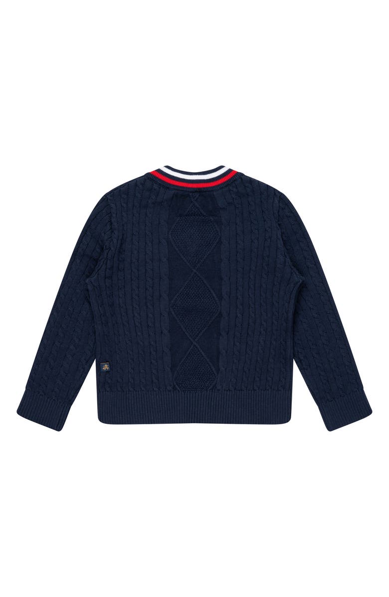 Brooks Brothers Kids' Cable Cotton V-Neck Sweater, Alternate, color,