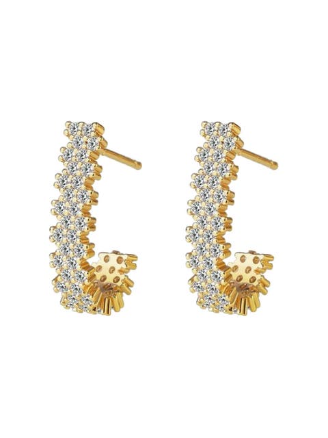 Elara Sparkling Cubic Zirconia J Hoop Earrings