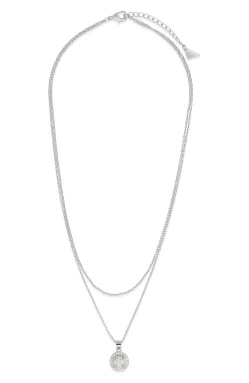 Sterling Forever Fabienne Cubic Zirconia & Opal Layered Pendant Necklace